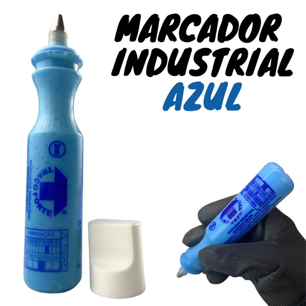 Marcador Azul Industrial Traço Forte - Baden