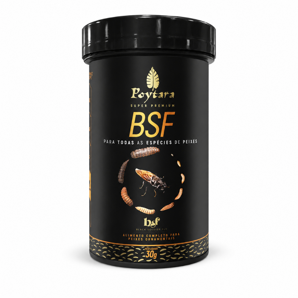 Ração Peixe Betta Kinguio Guppy Neon Poytara Bsf 30g Poytara Bsf Black Soldier Fly Flakes Proteina F