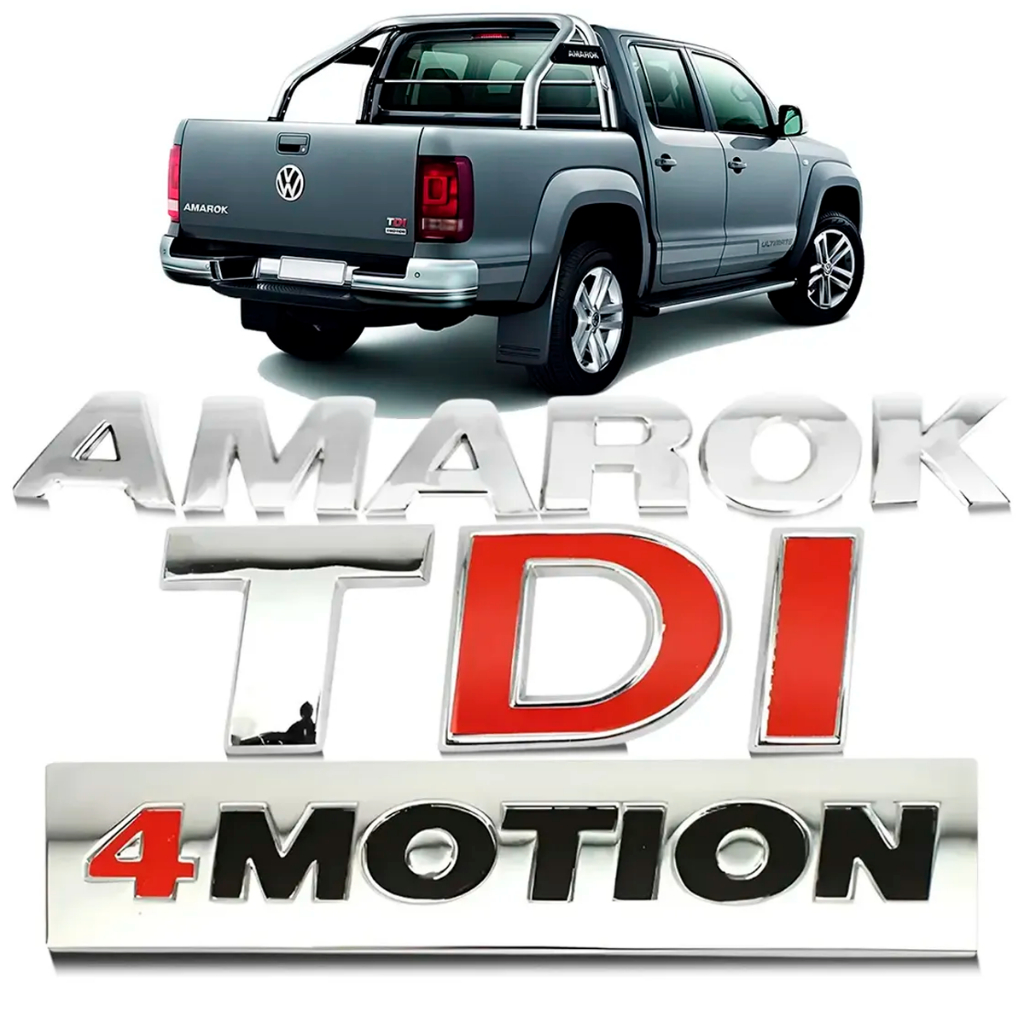 Kit Emblema Tampa Traseira Amarok + Tdi + 4motion 3 Peças
