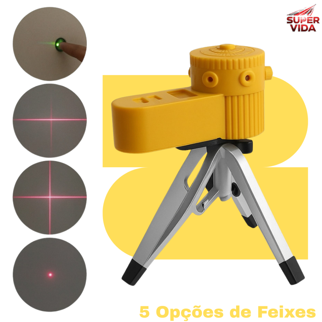 Nível a Laser Luatek com Tripé 5 Linhas Vermelho Alcance 10m para Assentamento de Azulejo