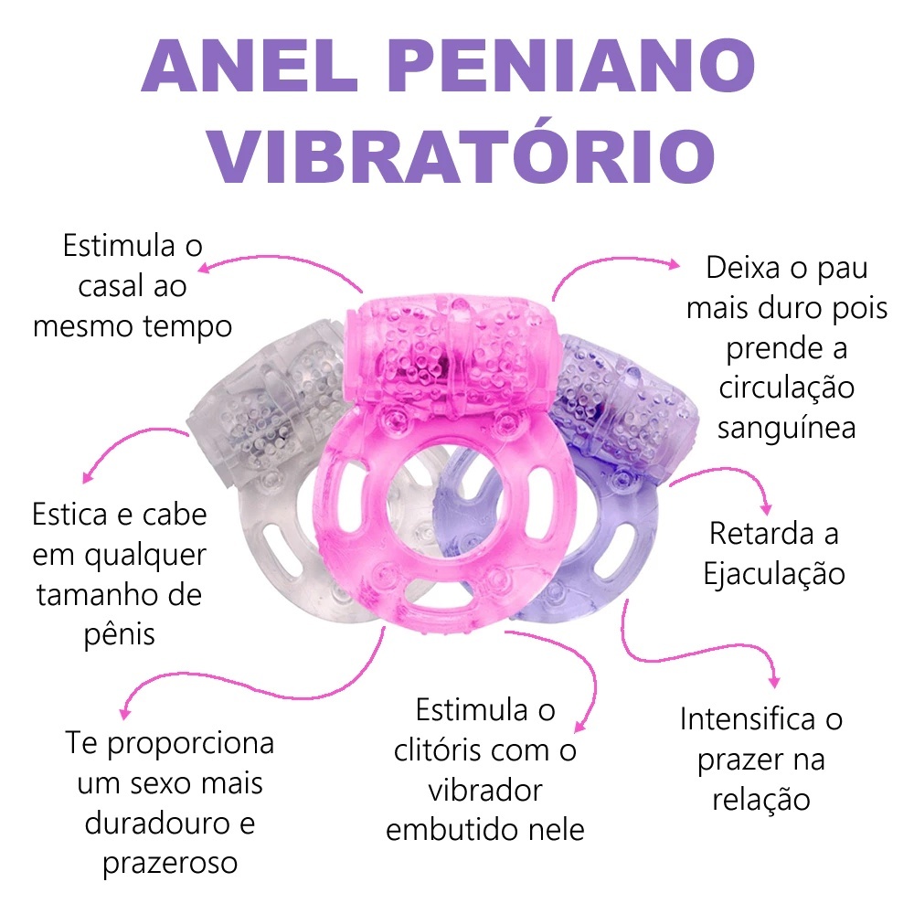 Anel Peniano Estimulador Massageador Com Vibrador e Estimulador de Clitóris SEX SHOP