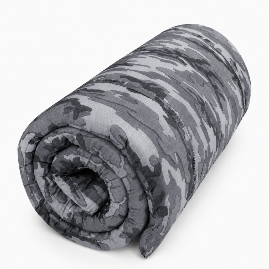 Colchonete Premium Camping Camuflado Solteiro 190x60cm - Verde Militar e Cinza Militar