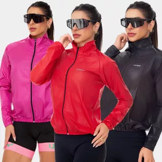 Jaqueta Corta Vento Feminina Ciclista Impermeável à Prova d'água Branco Preto Cinza Uv50 Mtb