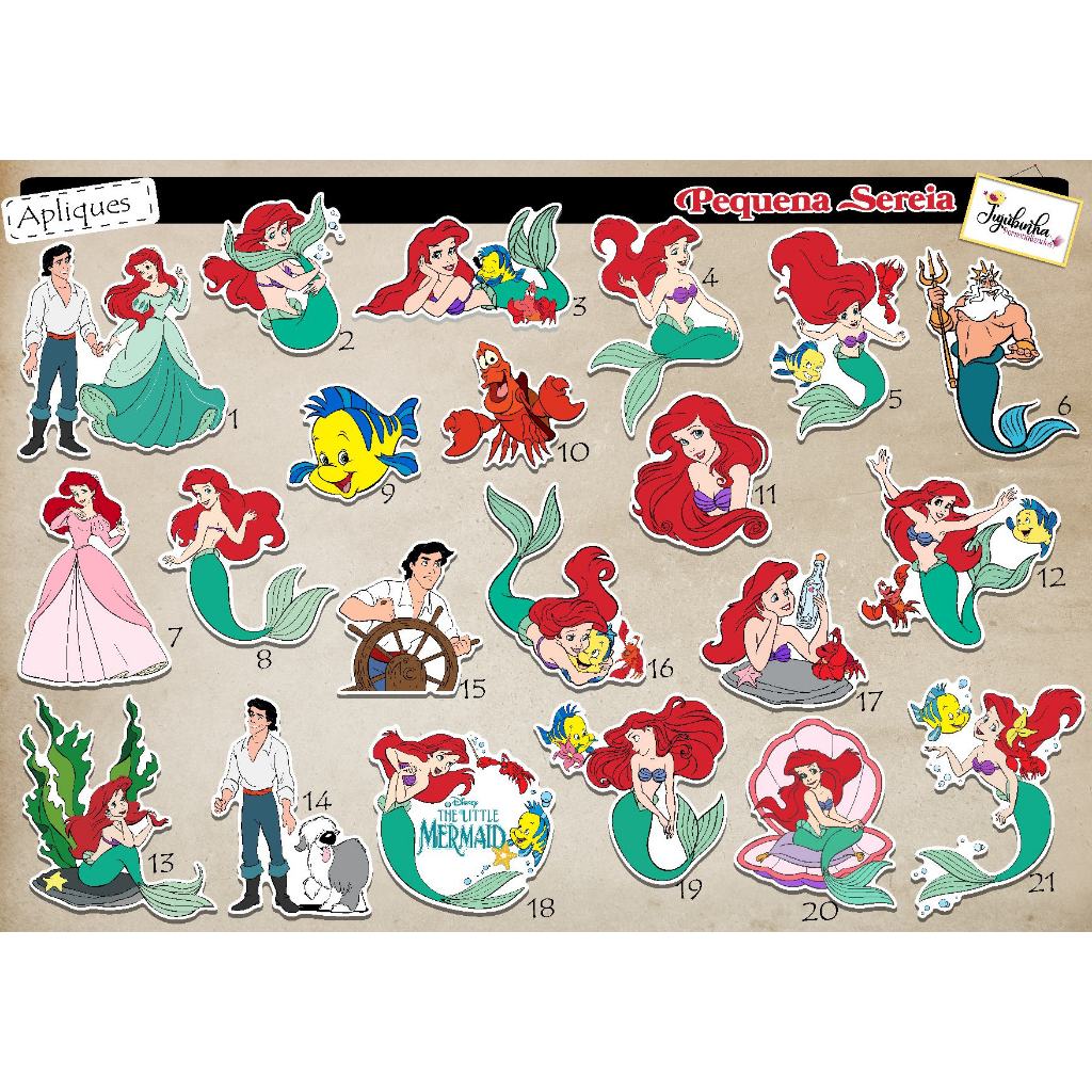 APLIQUE RECORTADO - PEQUENA SEREIA - TAG, LEMBRANCINHA, TUBETES, DECORAÇÃO, FESTA, ANIVERSÁRIO, ARTE