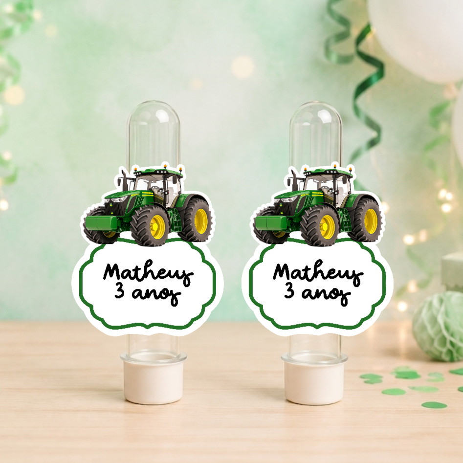 Aplique para Tubete Trator Verde John Deer | personalizado | festa | lembrancinha | kit Deere