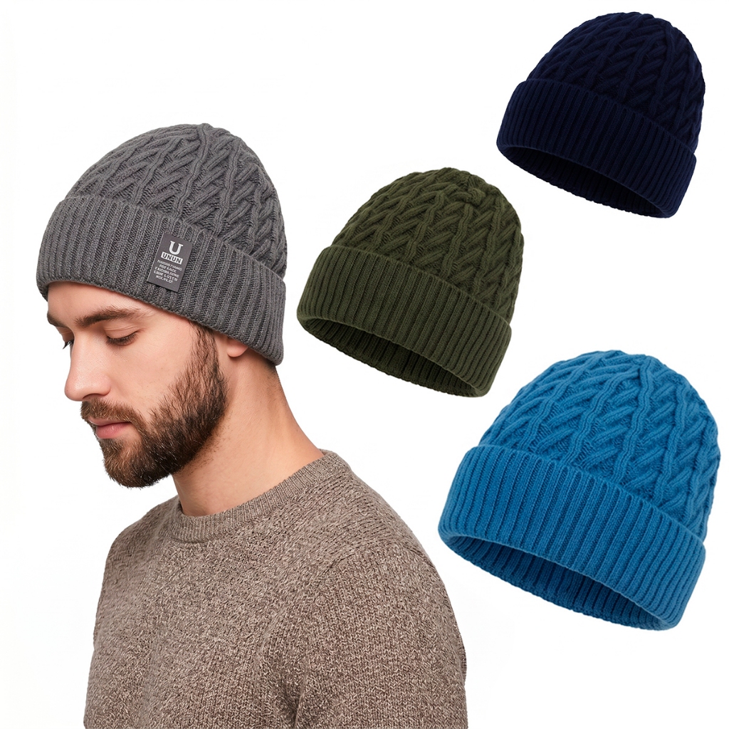 Touca Adulto Masculina Tricô Forrada Inverno Gorro Quente Frio Grossa Cores Variadas