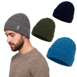 Touca Adulto Masculina Tricô Forrada Inverno Gorro Quente Frio Grossa Cores Variadas