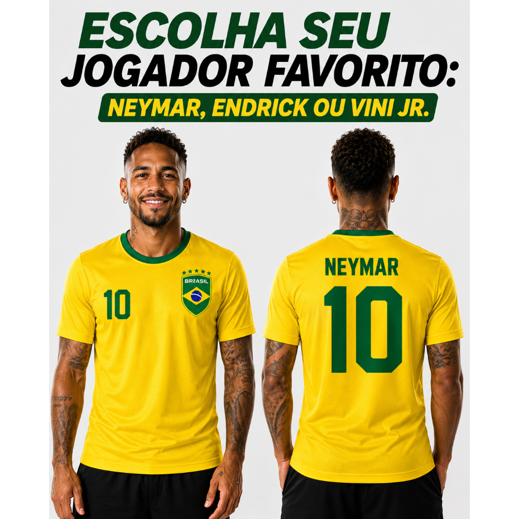 Camiseta Brasil Personalizada  Nome Número Qualidade Premium Não Desbota