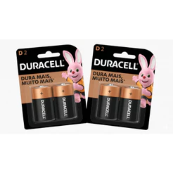 Kit com 4 Pilhas Duracell Alcalina Grande D