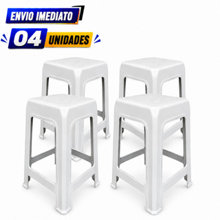 Banqueta Plástica Reforçada 45cm Empilhável Tradicional – Branca (Até 110kg)