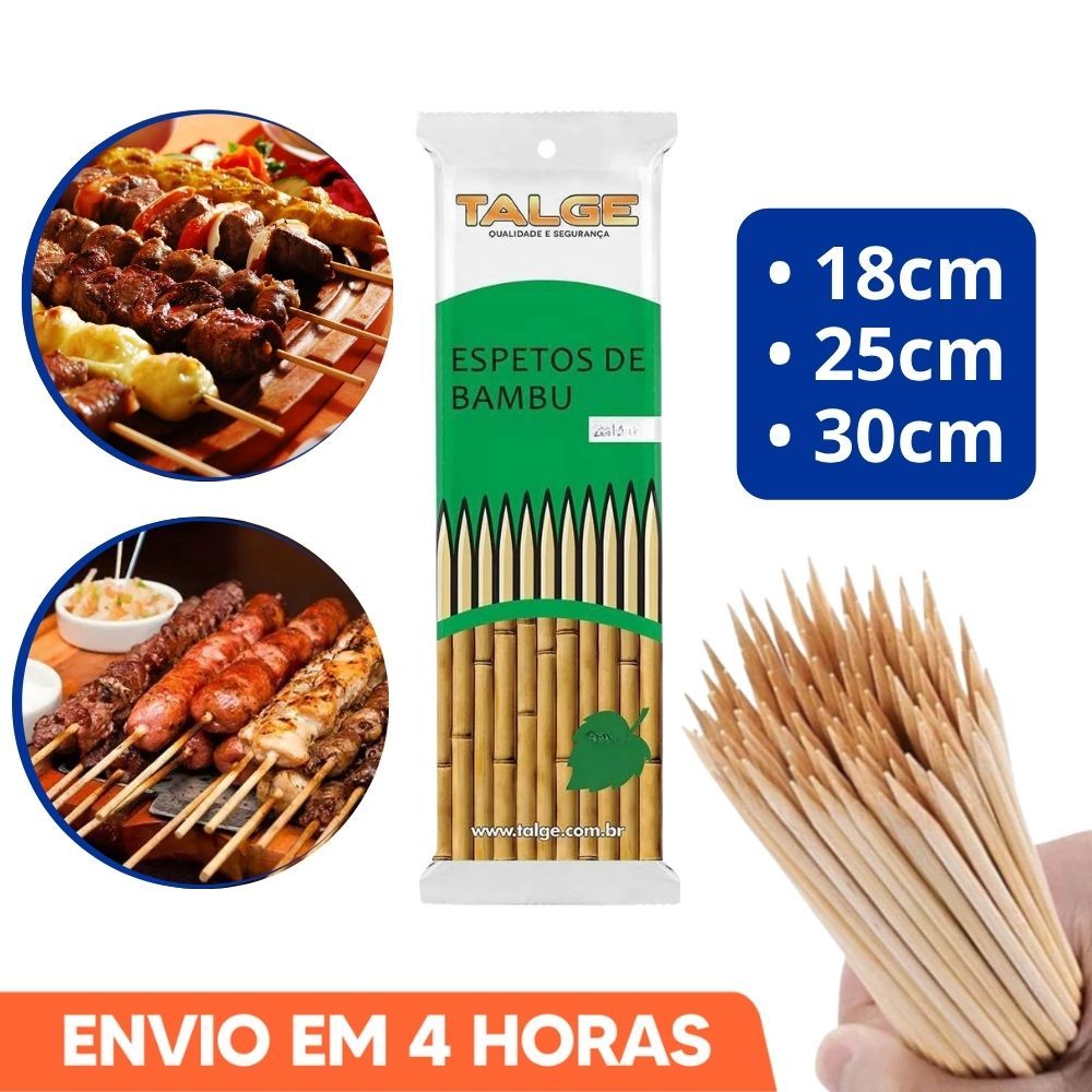Espeto De Churrasco Bambu a Granel Espetinho 50un Talge