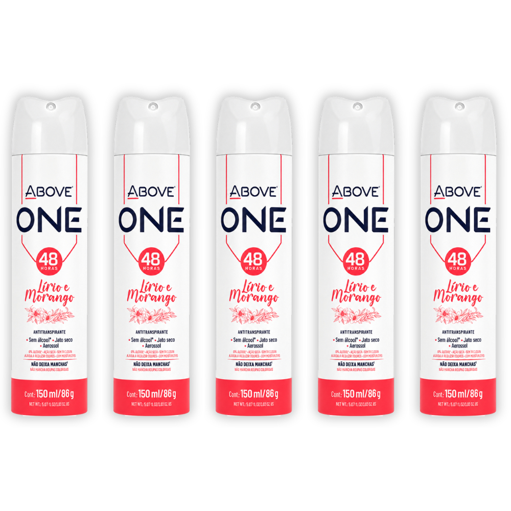 Kit 5 Desodorante Above One Women Lírio e Morango 150ml - 48 horas de Proteção