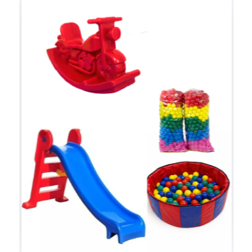 Kit Infantil Escorregador Médio + Motinha + Piscina de Bolinhas Redonda (100 ou 200 Bolinhas)