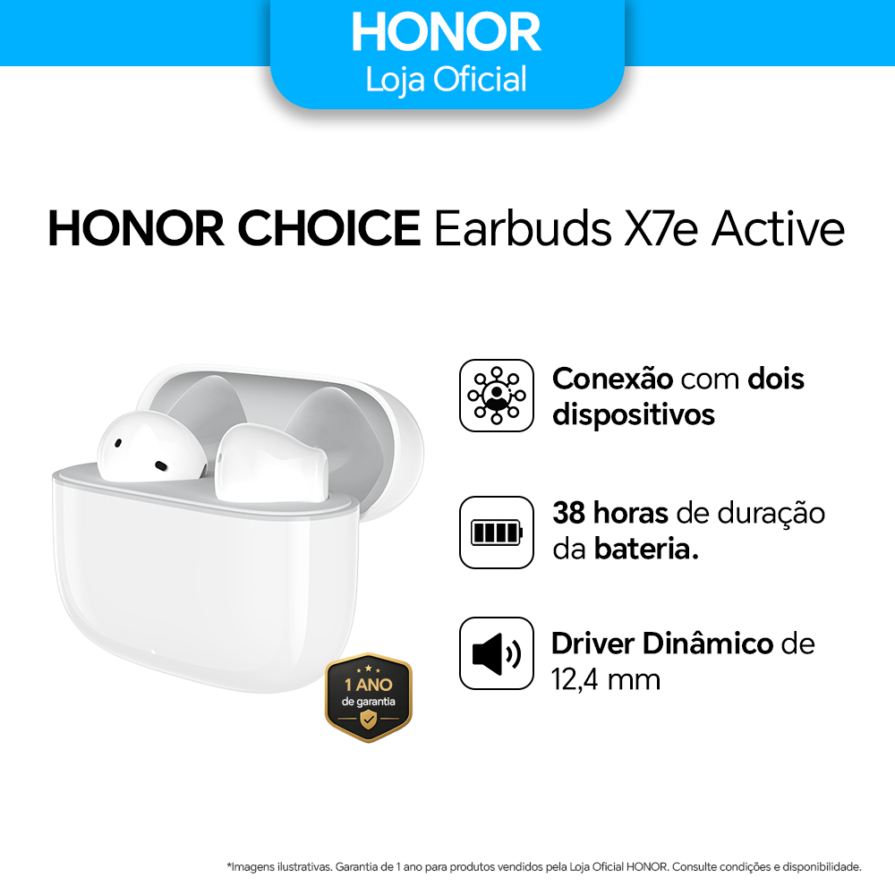 Imagem Fone De Ouvido Bluetooth Sem Fio Honor Choice X7e Active Conexão Dupla Bateria Longa 38h Original