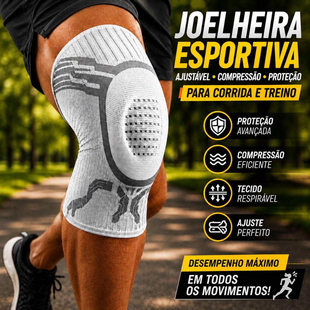 Joelheira Compressão Esportiva Proteção Joelho Academia Corrida Crossfit
