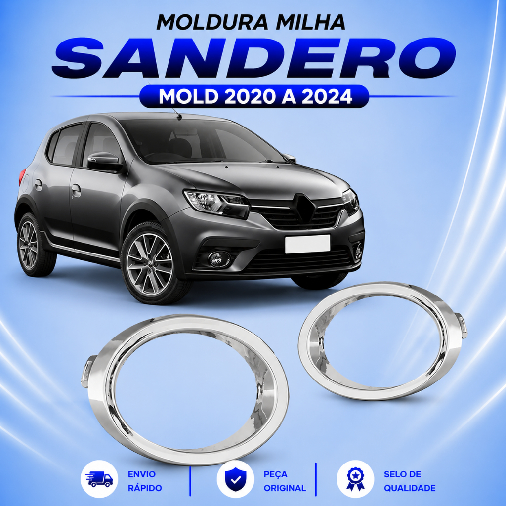 Moldura Milha Sandero Mold 2020 2021 2022 2023 2024 Cromado