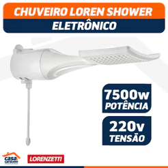 Chuveiro Ducha Loren Shower Ultra Eletrônico 7500W 220V Ducha Elétrica Lorenzetti