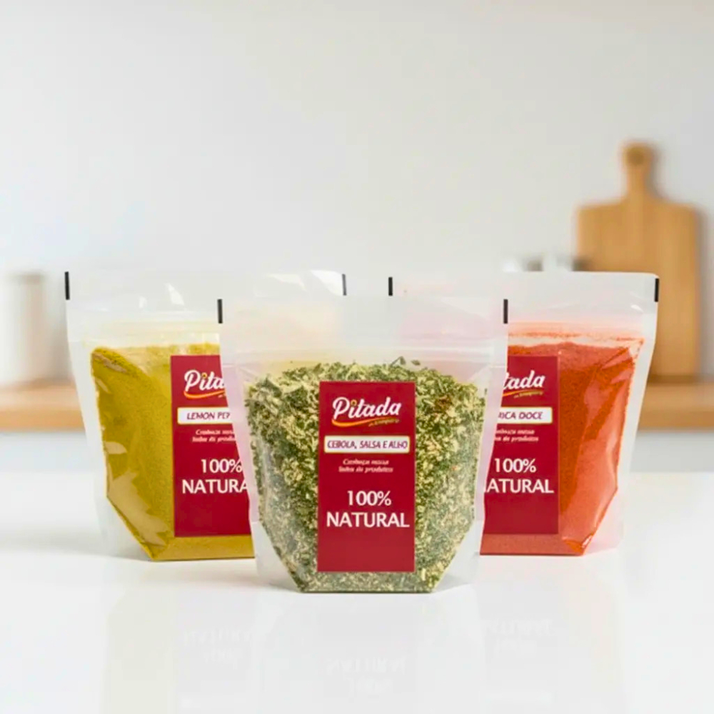Kit Páprica Doce 100g + Lemon Pepper 100g + Cebola Salsa e Alho 100g