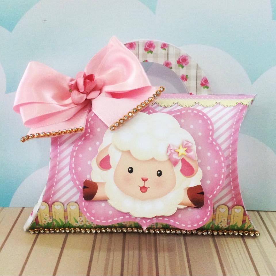 Caixas Personalizadas Ovelhinha / Ovelha / Carneirinho Rosa  – Lembrancinha / Aniversário