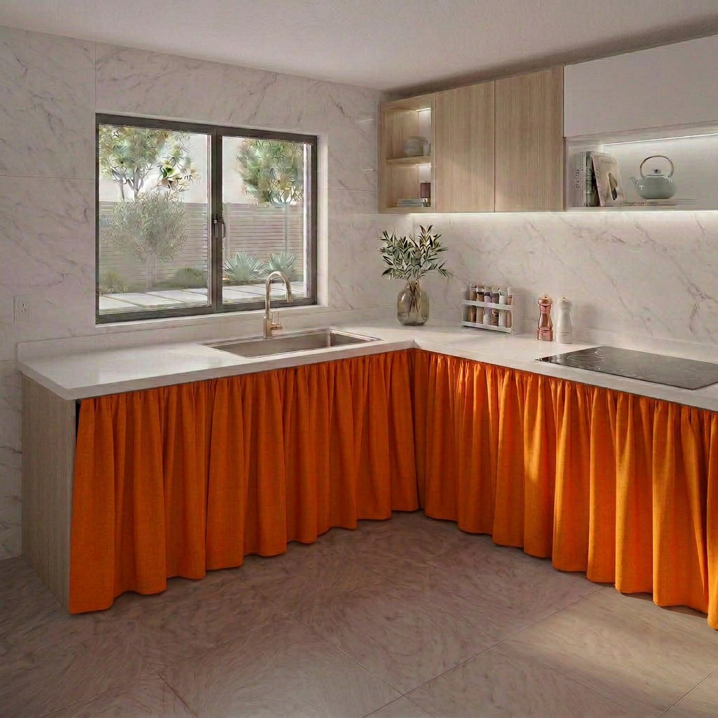 Cortina de Pia Cuba Oxford Luxo 4,20 x 0,90m - Ideal para Balcão e Cozinha Diversas Cores — imagem 2 de 2