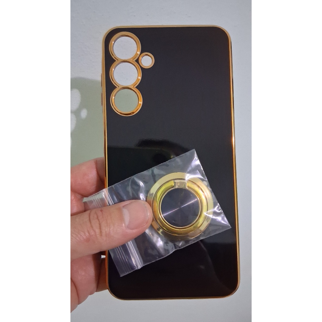 capinha case preta  para celular smartphone Samsung a16 com Anel Giratório
