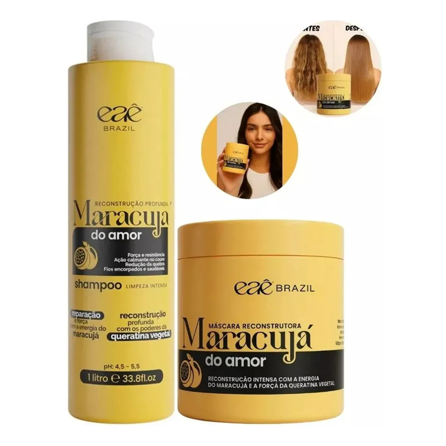 Kit Eaê! Maracujá Do Amor Reconstrução Shampoo 1l + Máscara