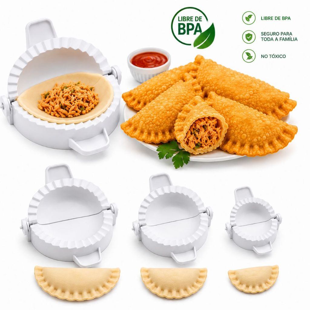 Kit Fechador De Pastel Molde/Forma Ravioli Empada Salgados 3 Tamanhos Universais Mais Usados Fácil Preparo
