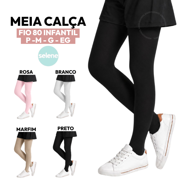 Meia Calça Infantil Algodão Fio 80 Grossa Confortável Elástica Ballet Selene