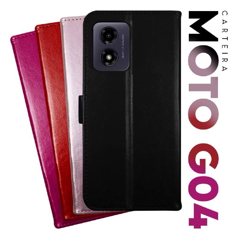 Capa de carteira flip cover Proteção completa 360° Fecho magnético MOTOROLA G04 G04S G24