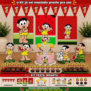 Kit festa Aniversário Magali - Turma da Mônica Magali decoração personalizada com nome no topper