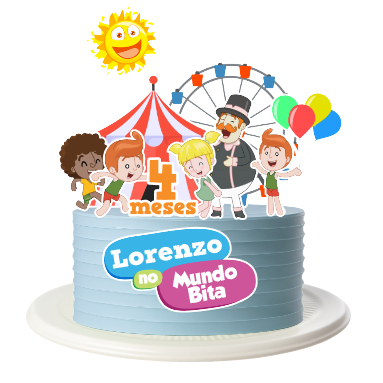 Topo / Topper de bolo Mundo Bita - Nome e idade personalizados