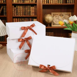 Kit 7 Caixas Presente 25x20x8cm com Fita Cetim Caixinha para Convite Padrinhos Casamento Aniversário