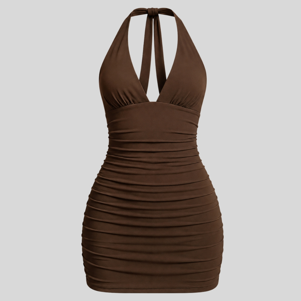 Vestido Feminino Curto Frente Única | Costas Nua com Amarração Elegante