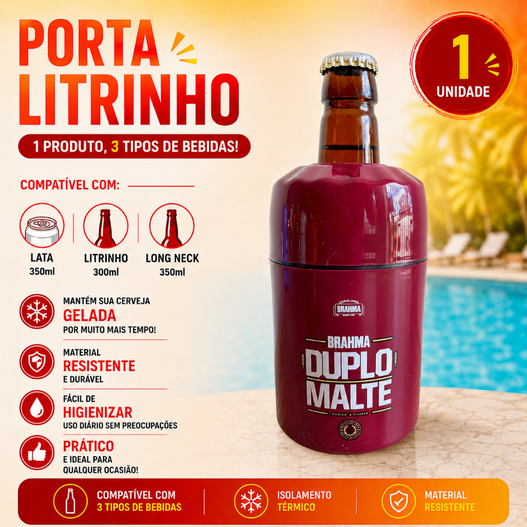 Porta Long Neck Suporte Cerveja Lata Garrafa 3x1 Brahma Duplo Malte