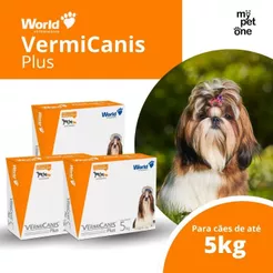 Kit 3 VermiCanis Plus Vermífugo World para Cães de 5Kg - 4 Comprimidos
