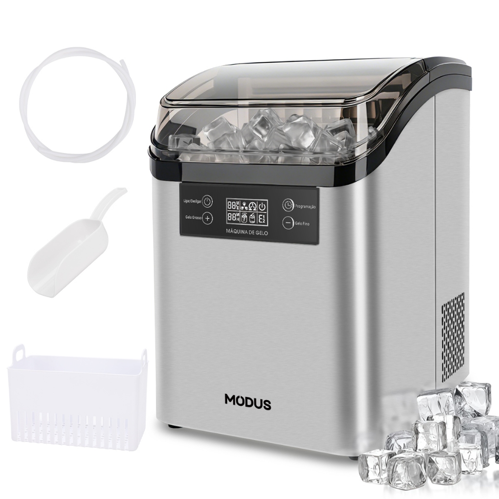 MODUS Máquina de Gelo 20Kg 127V Inox Ice Compact 38*24*21cm