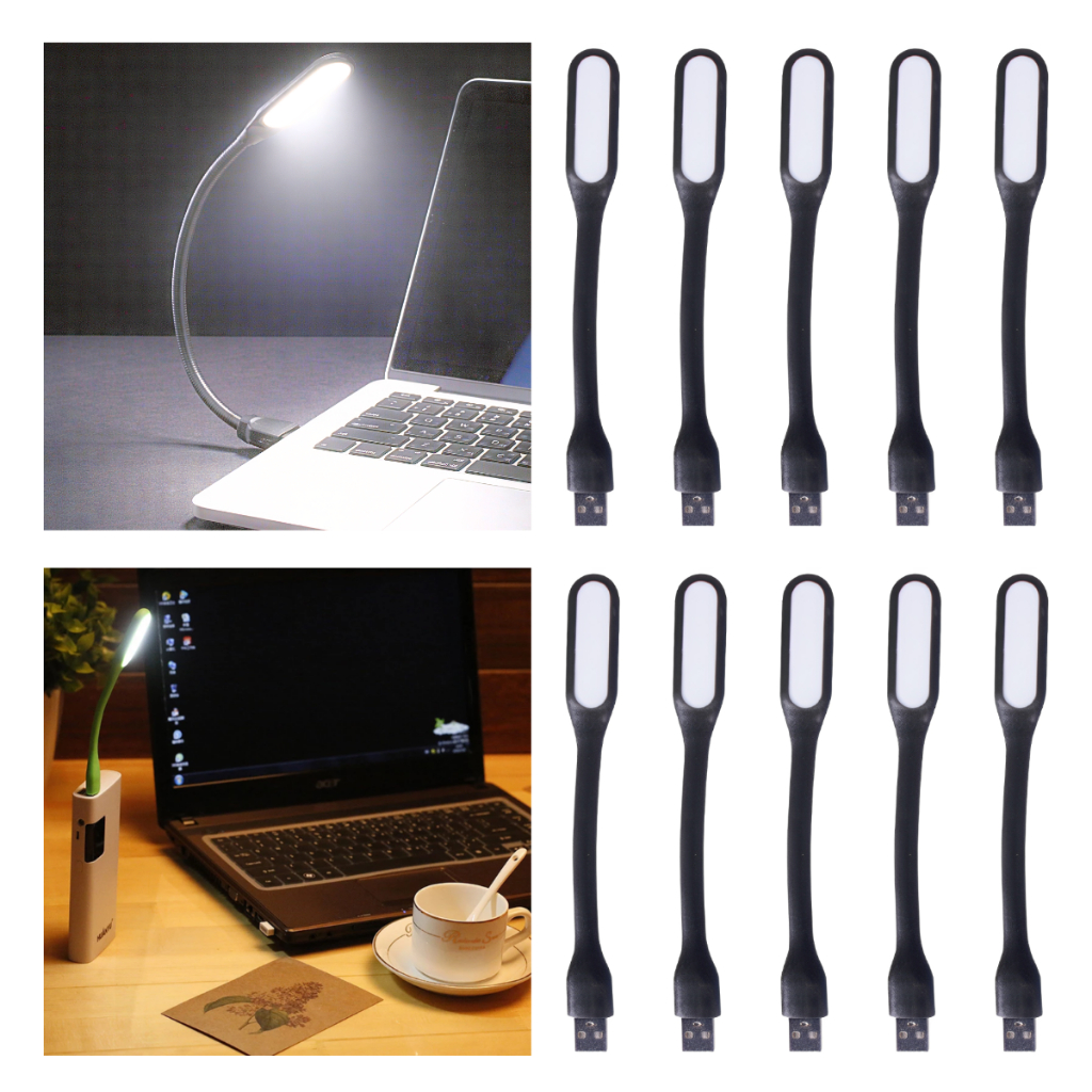Kit 5 ou 10 Und Mini Luminaria Luz Led Usb Portatil Flexivel Alta Iluminacao Notebook Mesa Estudo