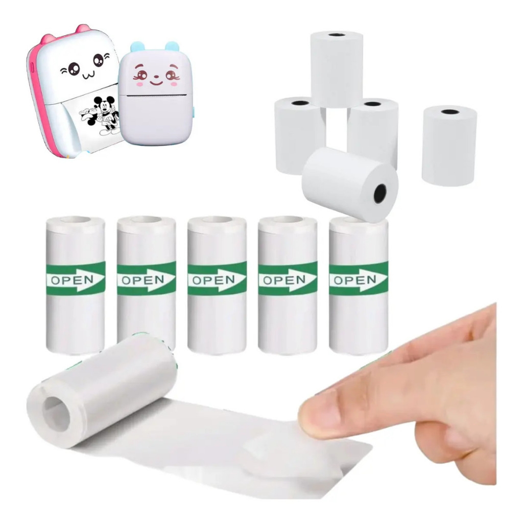 Kit 5 ou 10 Bobinas Etiqueta Térmica Adesiva 57x30mm Para Mini Impressora