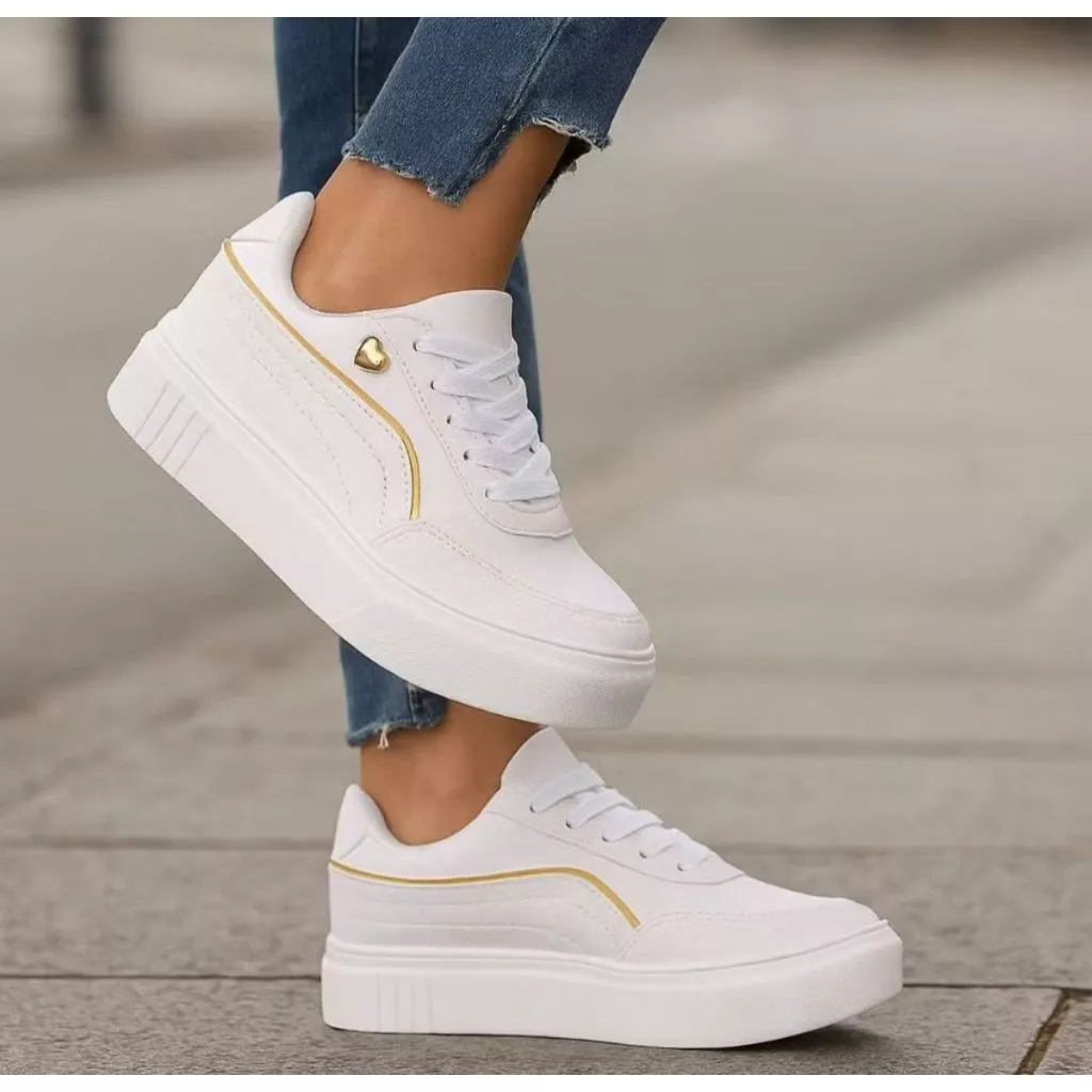 Tênis Feminino Casual Confortável Branco Macio e Leve Dia a Dia Super Promoção Envio Imediato — imagem 1