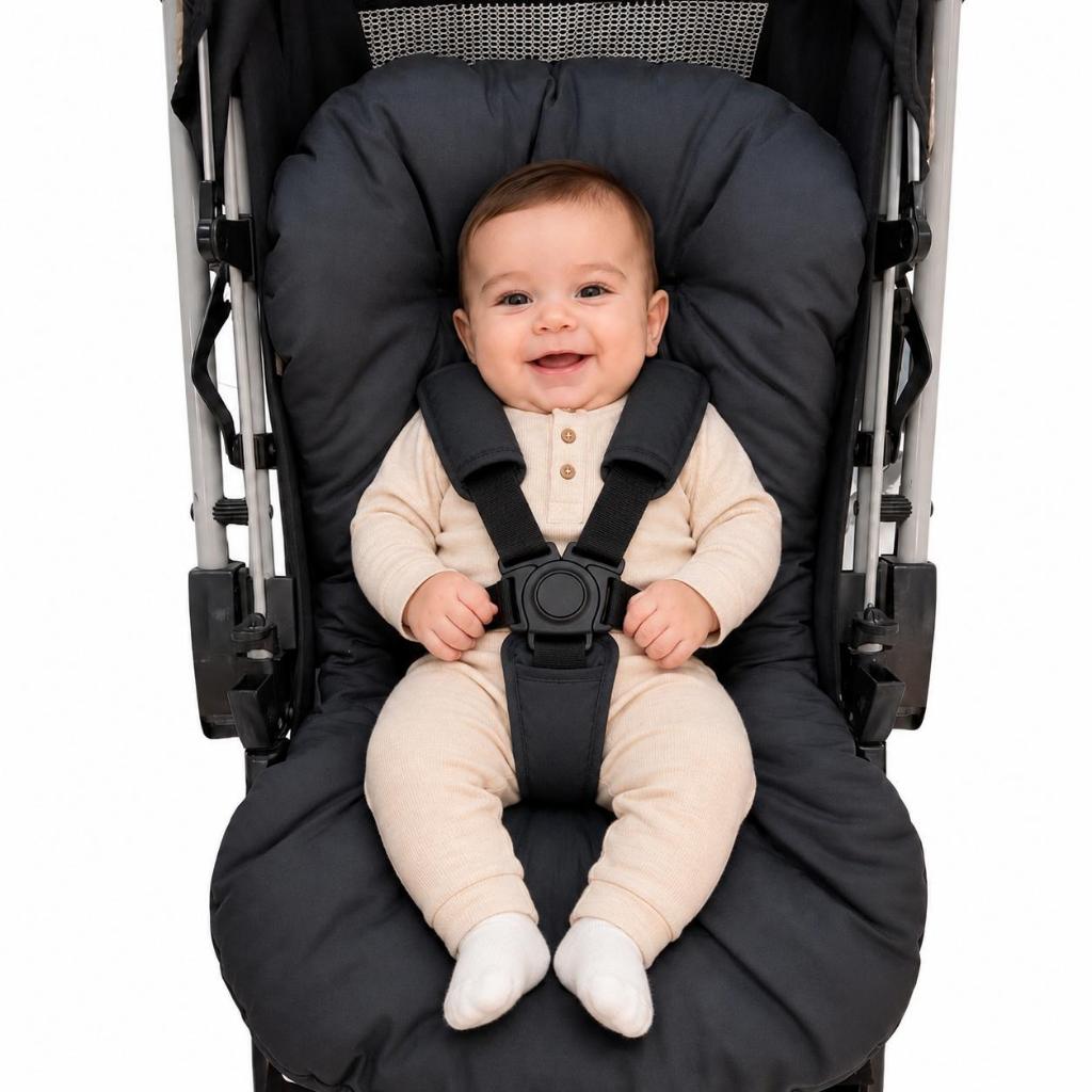 Colchonete Capa para Carrinho de Bebê Macio - Preto