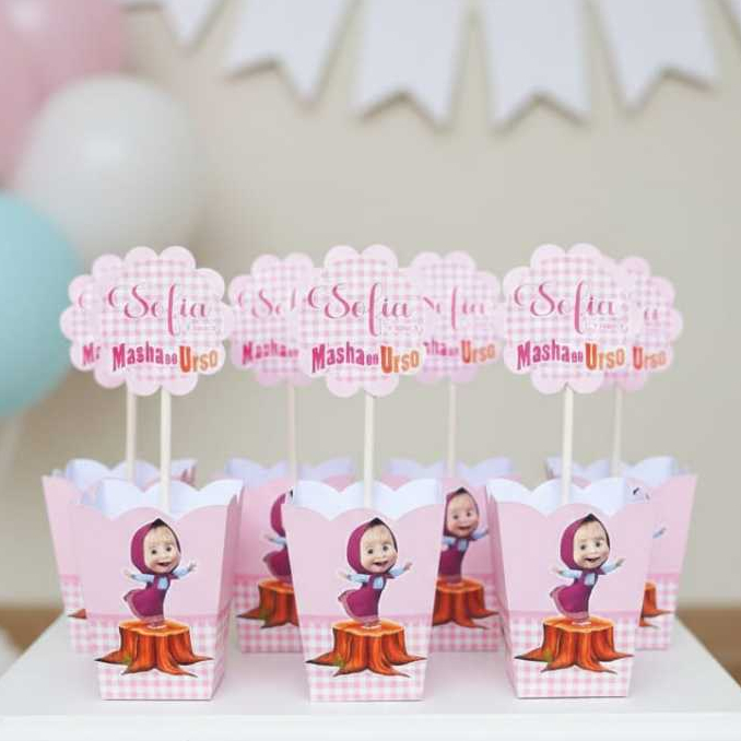 Centro de mesa cachepô personalizado| Masha e o Urso |decoração festa mesa de convidados| lembrancinha| Pegue e monte