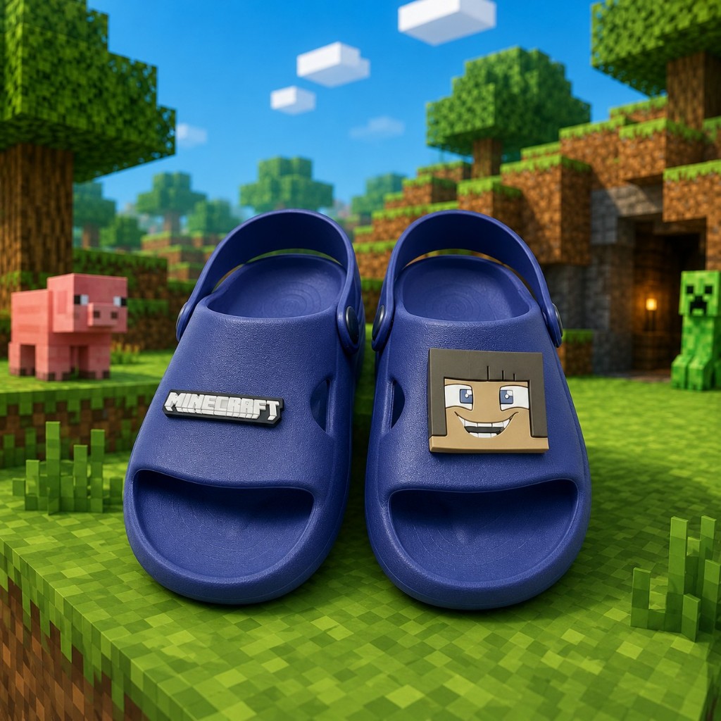 Chinelo Nuvem Minecraft Sandália Infantil Confortável Menino Leve Macio Antiderrapante