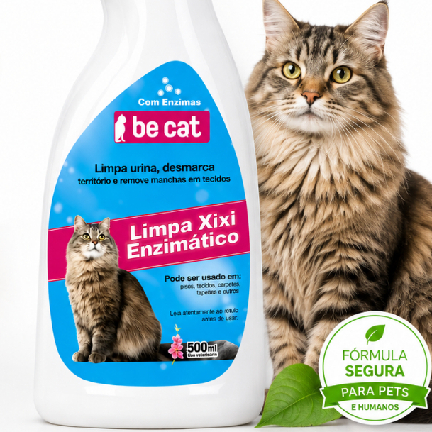 Limpa Xixi Enzimático para Gatos Desmarca Território Remove Odor e Manchas Be Cat