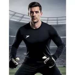 Camisa Térmica de Goleiro Manga Longa Skin Futebol Treino com Proteção Premium