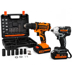 KIT Chave de Impacto 18V Brushless 300Nm + Parafusadeira Furadeira 12V Bivolt c/ Maleta Pró Euro