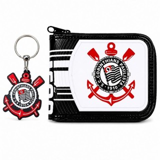 Carteira + Chaveiro Emborrachado Times Futebol Masculino Presente Corinthians