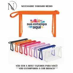 Kit 50 Necessaire Estojo M Personalizado Plástico Transparente Eventos Lembrança Aniversário Empresa