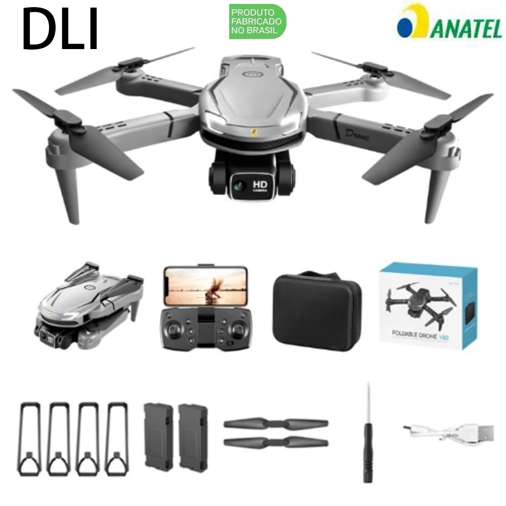 DLI V88 Mini Drone 4K Dual Camera 2 Baterias Profissional Quadricóptero RC