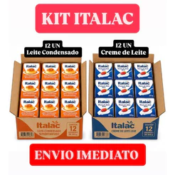 Kit Leite Condensado 12 un Atacado Italac e Creme de Leite 12 un Para Receitas Caseiras