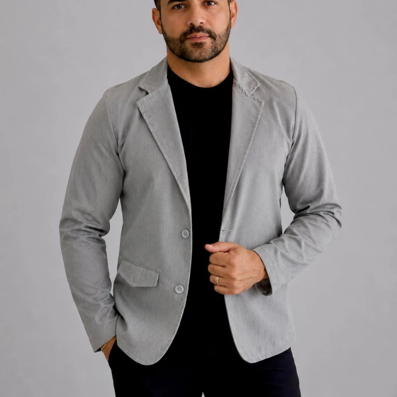 Blazer Masculino Slim Alfaiataria Luxo Corte Italiano Executivo Social Esporte Fino 2 Botões Premium Poliviscose